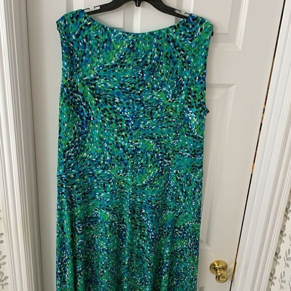 Laura Jeffries size 20W teal sleeveless dress - Picture 2 of 9